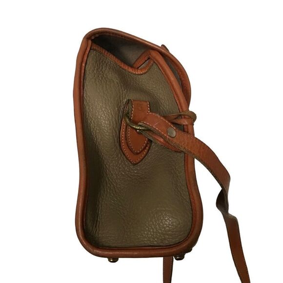 Dooney & Bourke Vintage Essex saddlebag taupe & cognac AWL pebble crossbody bag - Picture 6 of 15
